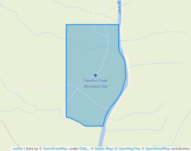 walking in Damfino Creek Recreation Site map in Beaverdell