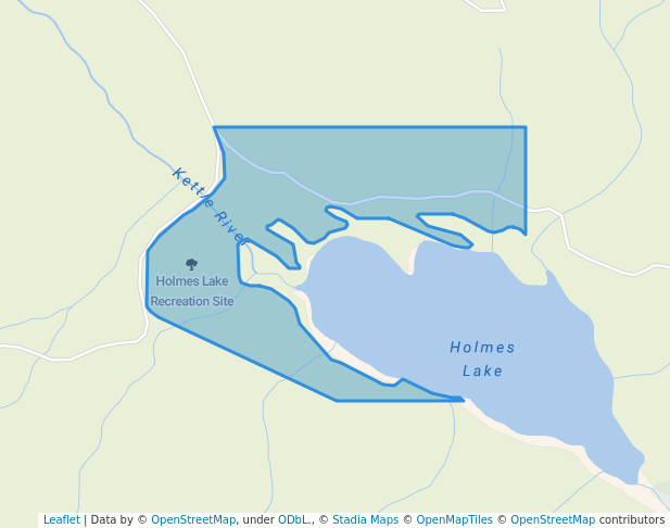 walking in Holmes Lake Recreation Site map in Cherryville