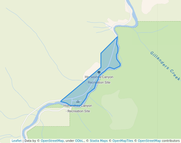 walking in Horseshoe Canyon Recreation Site map in Keremeos
