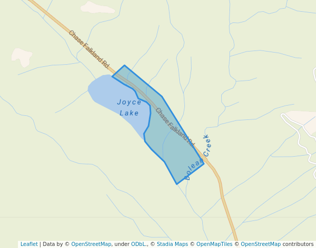 walking in Joyce Lake Recreation Site map in Falkland