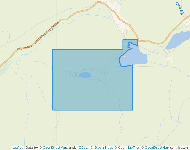 walking in Link Lake Recreation Site map in Summerland