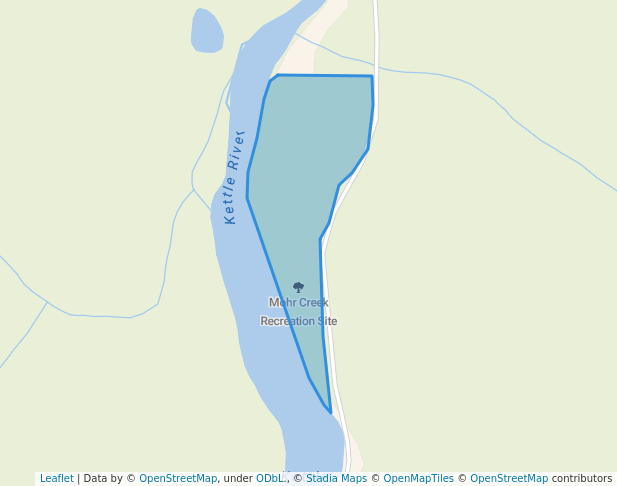 walking in Mohr Creek Recreation Site map in Beaverdell