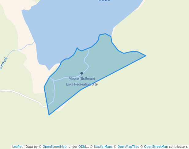 walking in Moore (Bullman) Lake Recreation Site map in Lake Country