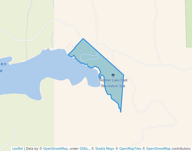 walking in Nicklen Lake East Recreation Site map in Vernon