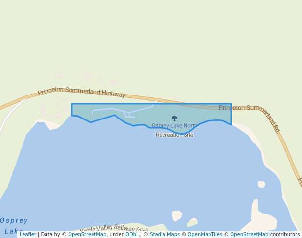walking in Osprey Lake North Recreation Site map in Summerland