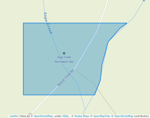 walking in Sago Creek Recreation Site map in Beaverdell