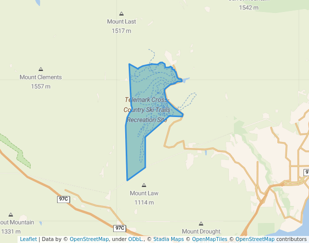 walking in Telemark Cross-Country Ski Trails Recreation Site map in West Kelowna