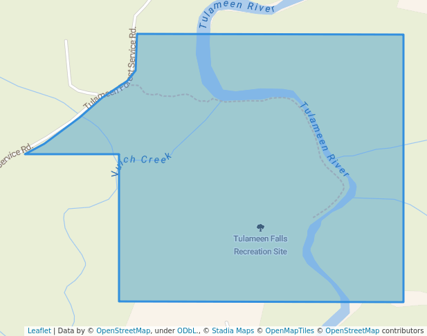 walking in Tulameen Falls Recreation Site map in Coalmont