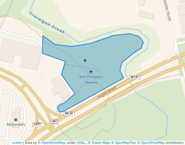 walking in Bert Thompson Reserve map in Traralgon