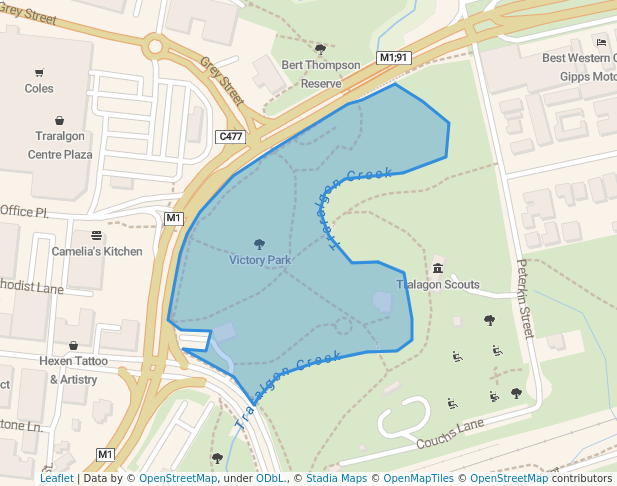 walking in Victory Park map in Traralgon