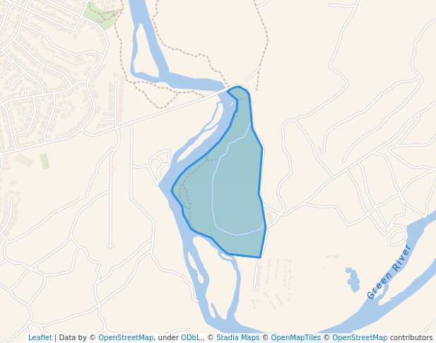 walking in Scotts Bottom Park map in Green River