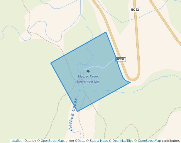 walking in Flatbed Creek Recreation Site map in Tumbler Ridge