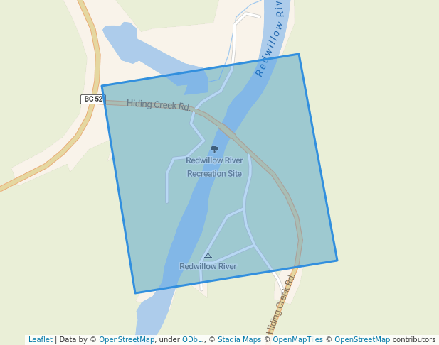 walking in Redwillow River Recreation Site map in Tumbler Ridge