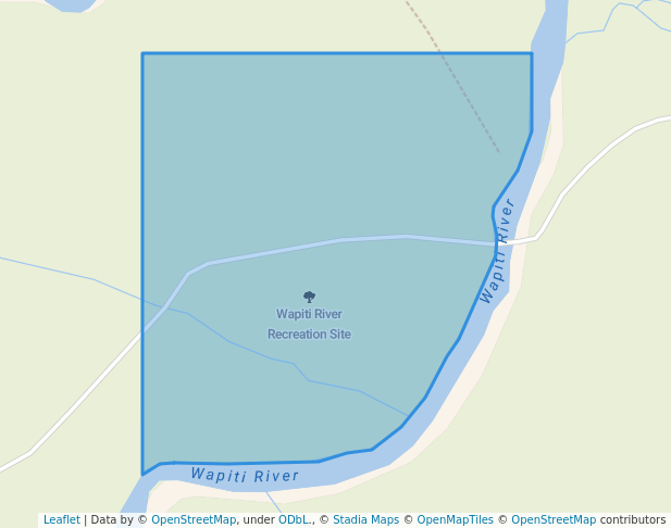 walking in Wapiti River Recreation Site map in Tumbler Ridge