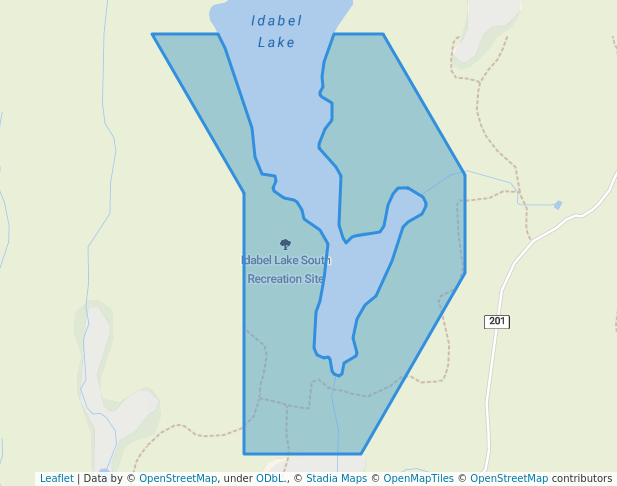 walking in Idabel Lake South Recreation Site map in Beaverdell