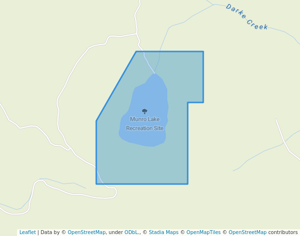 walking in Munro Lake Recreation Site map in Summerland
