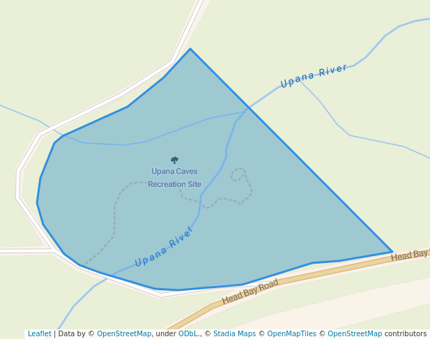 walking in Upana Caves Recreation Site map in Tahsis