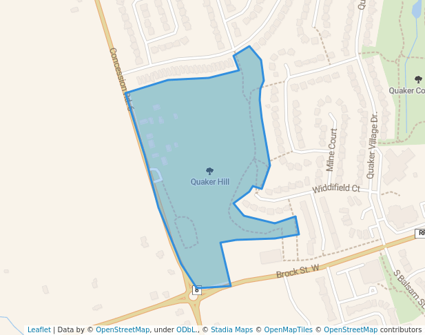 walking in Quaker Hill map in Uxbridge