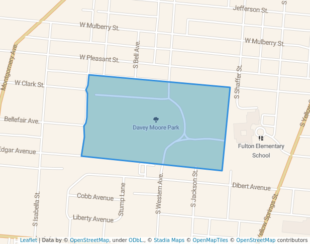 walking in Davey Moore Park map in Springfield