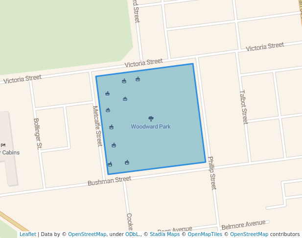 walking in Woodward Park map in Parkes