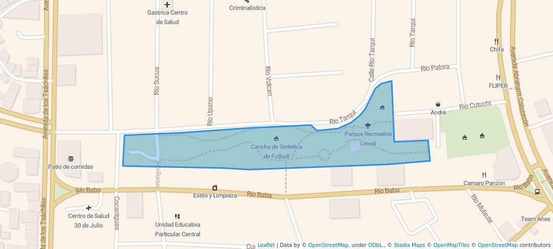 walking in Parque Recreativo Lineal map in Santo Domingo