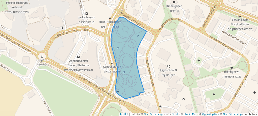 walking in גן מרכזי הקריה צפון map in Ashdod