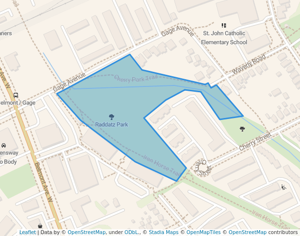 walking in Raddatz Park map in Kitchener