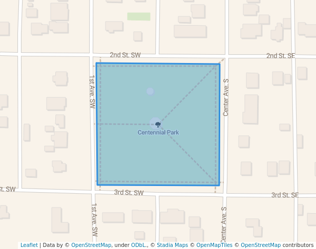 walking in Centennial Park map in Ashley