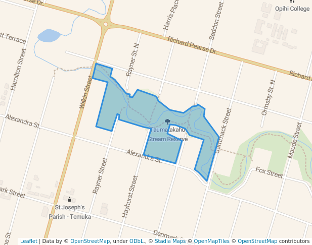 walking in Taumatakahu Stream Reserve map in Temuka