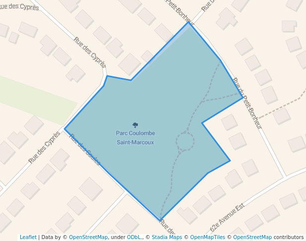 walking in Parc Coulombe Saint-Marcoux map in Blainville