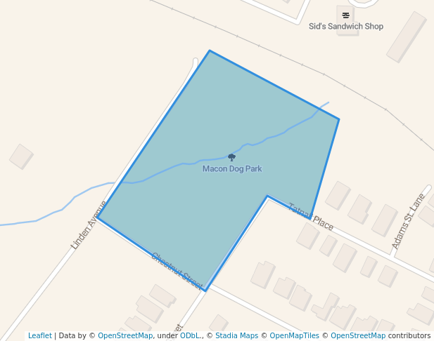 walking in Macon Dog Park map in Macon