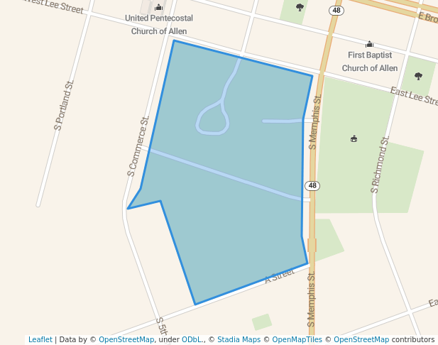 walking in Allen Cemetery map in Allen