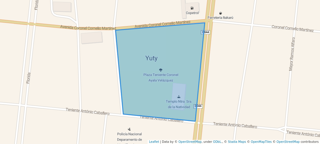 walking in Plaza Teniente Coronel Ayala Velázquez map in Yuty
