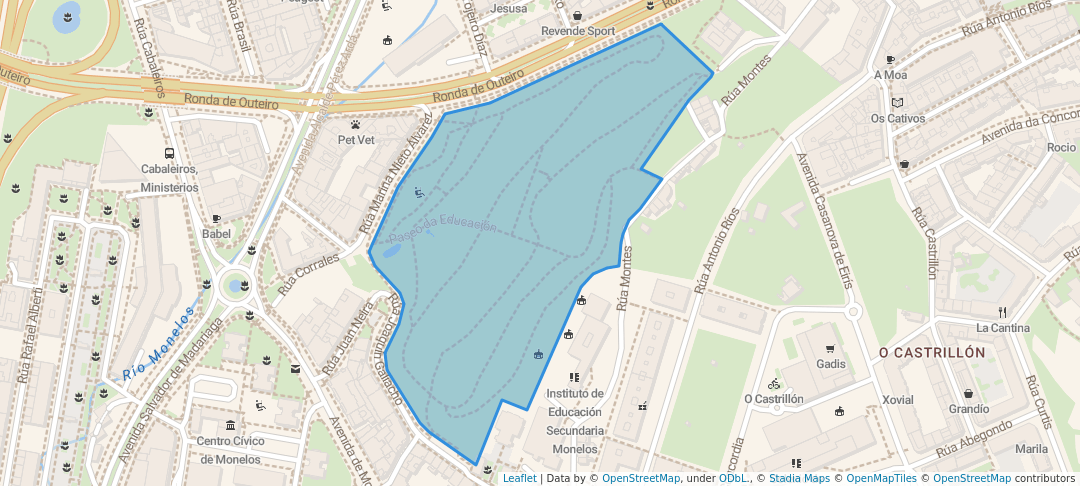 walking in Parque de Oza map in A Coruña