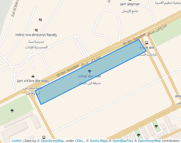 walking in حديقة ابن عساكر map in Damascus