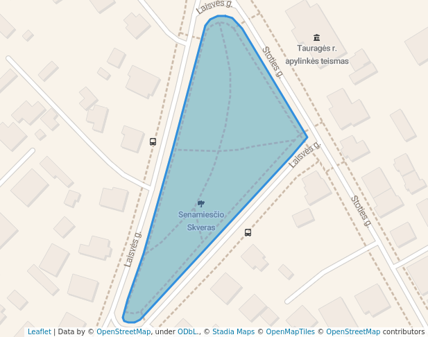 walking in Senamiesčio Skveras map in Tauragė