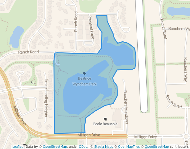 walking in Beatrice Wyndham Park map in Okotoks