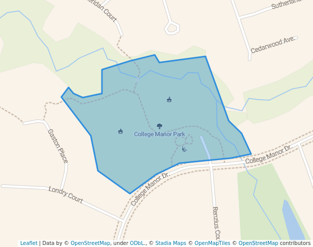 walking in College Manor Park map in Newmarket