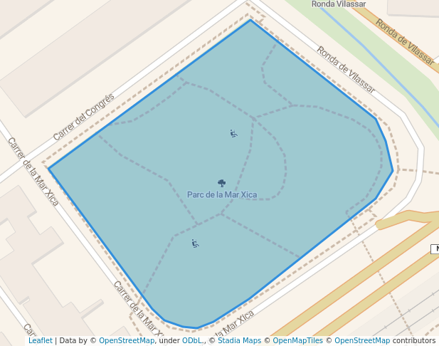 walking in Parc de la Mar Xica map in Vilassar de Mar