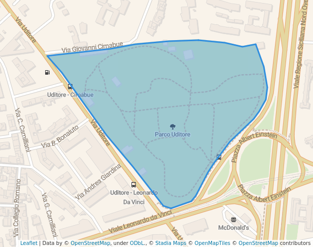 walking in Parco Uditore map in Palermo