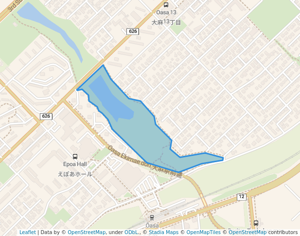 walking in Ōasa chūō Park map in Ebetsu