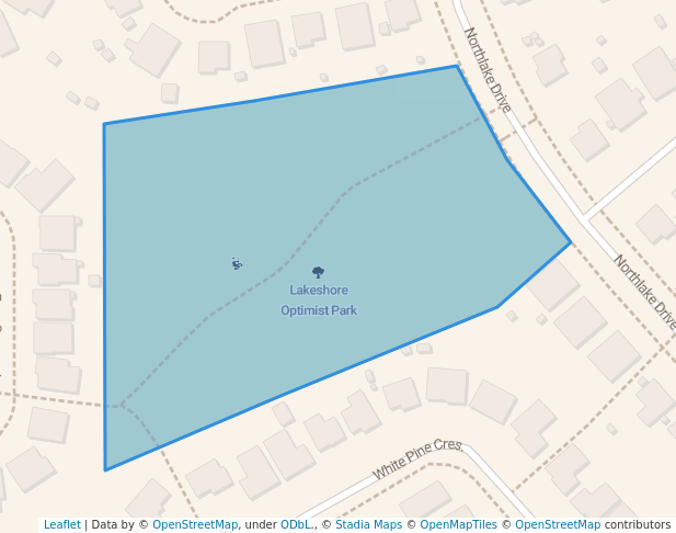 walking in Lakeshore Optimist Park map in Waterloo
