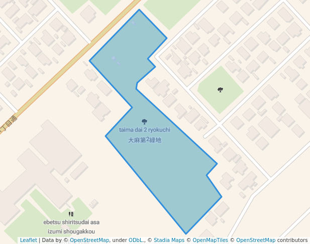 walking in 大麻第2緑地 map in Ebetsu