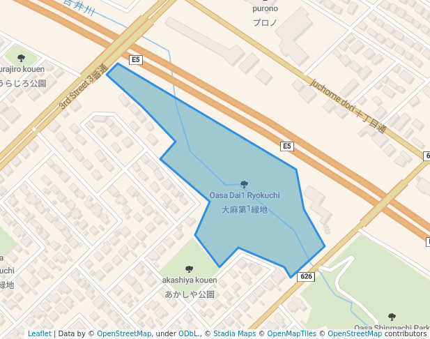 walking in Oasa Dai1 Ryokuchi map in Ebetsu