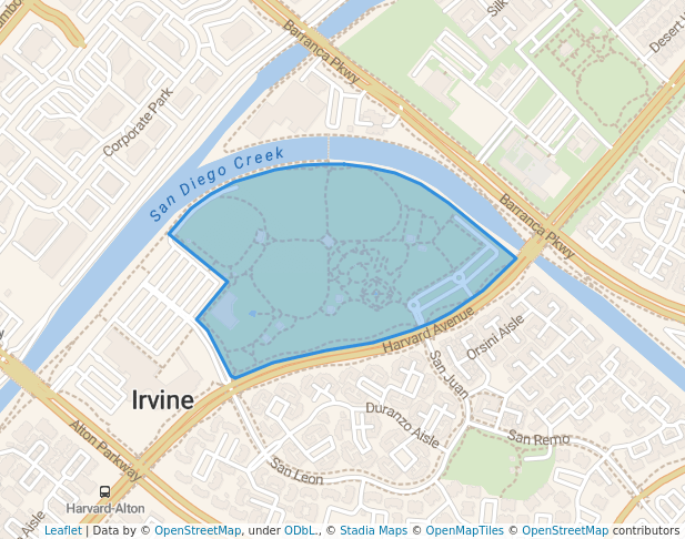 walking in Colonel Bill Barber Marine Corps Memorial Park map in Irvine