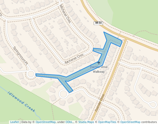 walking in Daimler DR Walkway map in Kitchener