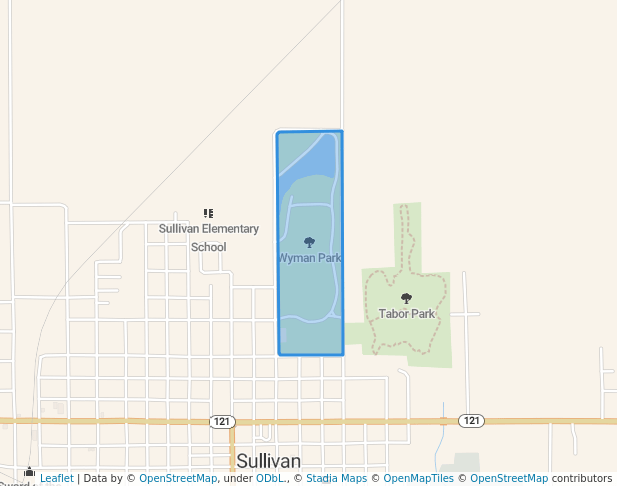 walking in Wyman Park map in Sullivan