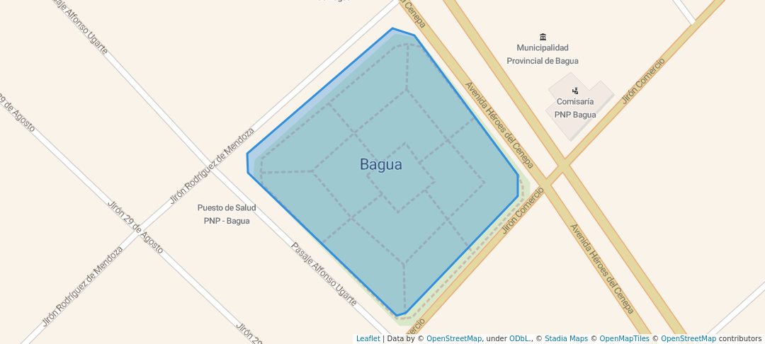 walking in Plaza de Armas Héroes del Cenepa map in Bagua