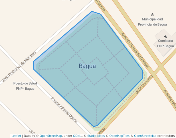 walking in Plaza de Armas Héroes del Cenepa map in Bagua