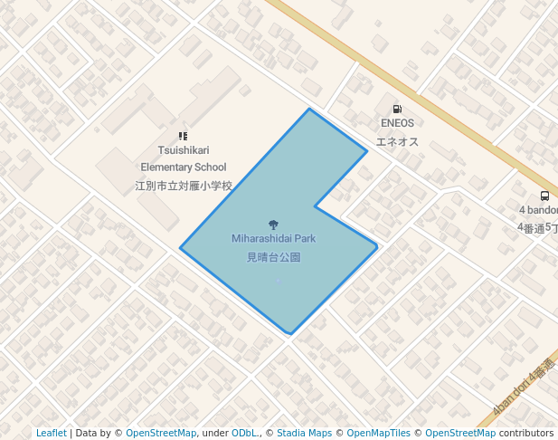 walking in Miharashidai Park map in Ebetsu